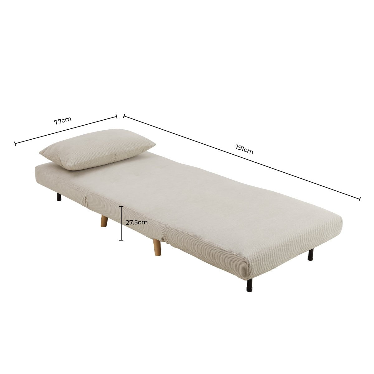 Seattle Single Click Clack Sofa Bed - Sand Stripe