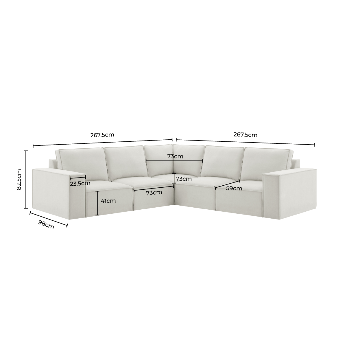 Brooklyn Large Left Hand Corner Sofa - Ink