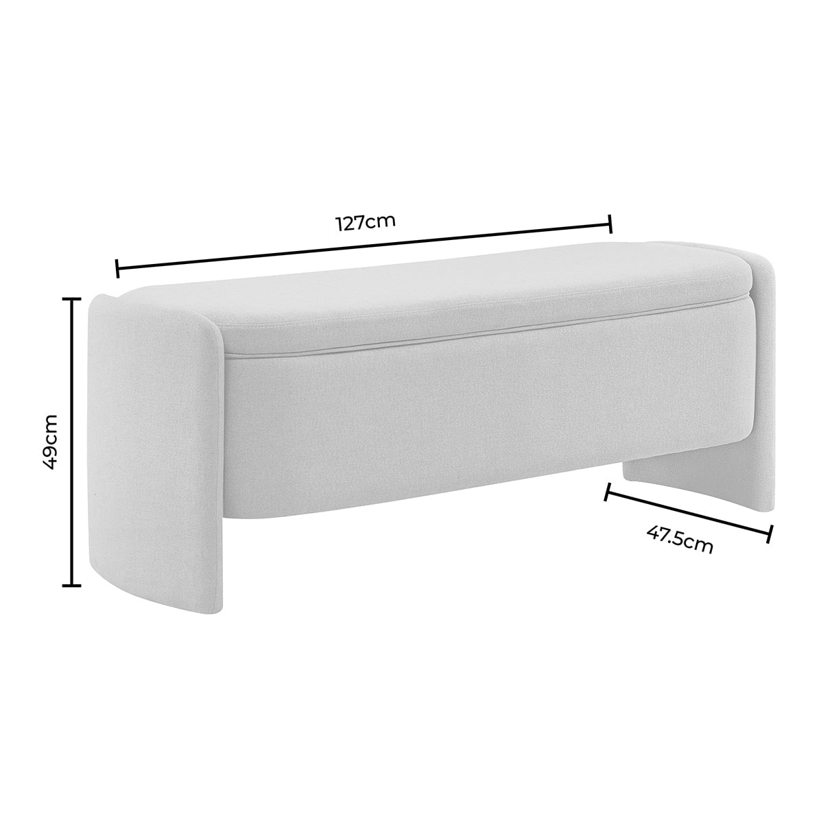 Didsbury Curved Storage Bench - Oatmeal
