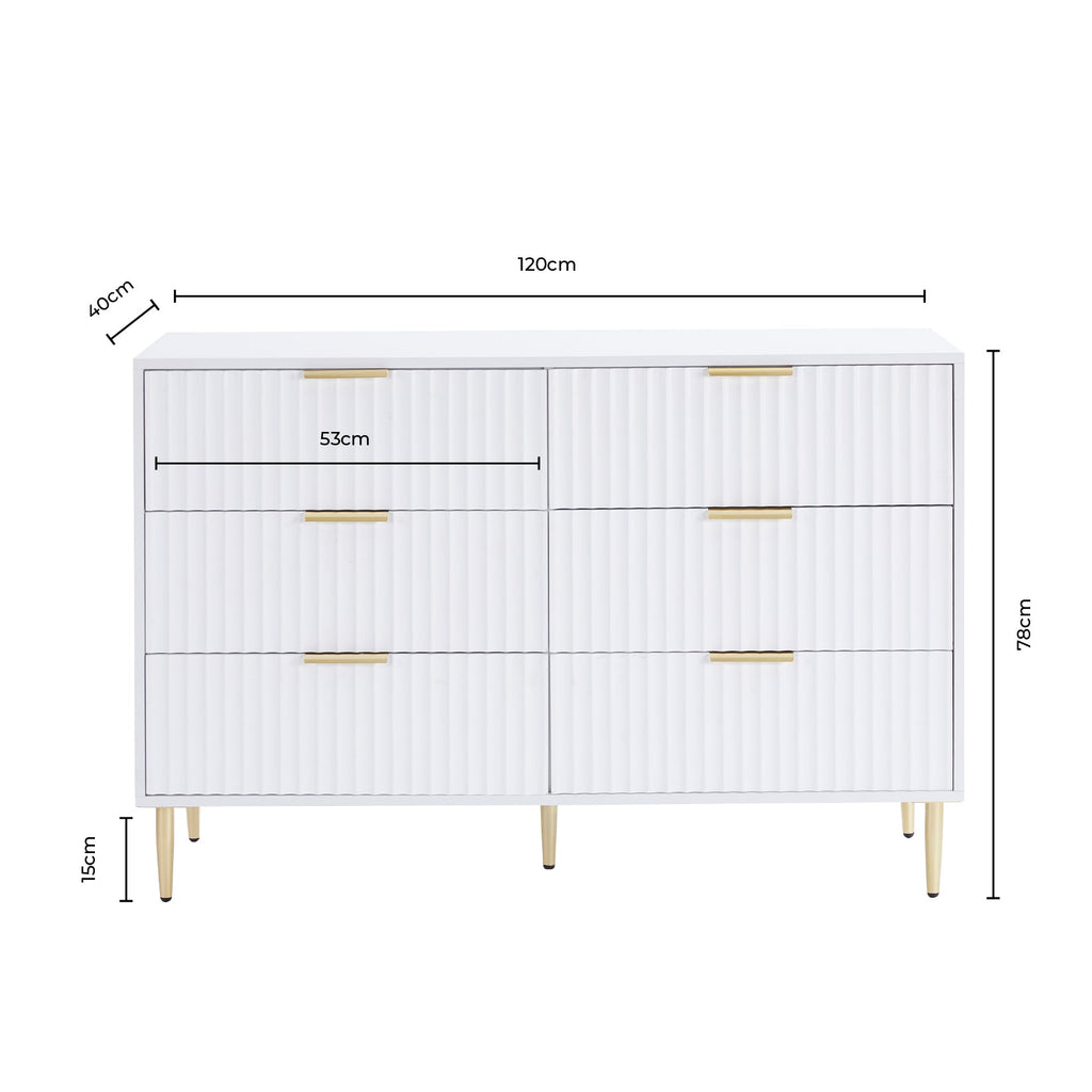 Evie 6 Drawer Chest - Taupe