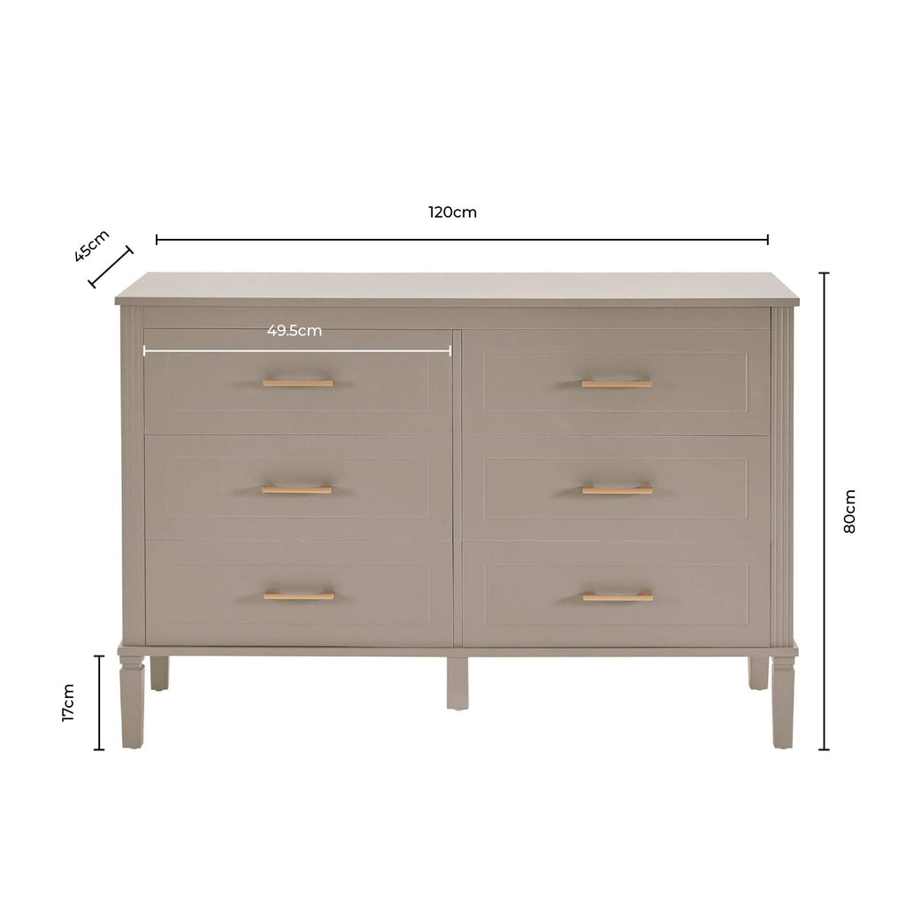 Sienna 6 Drawer Chest - Cream