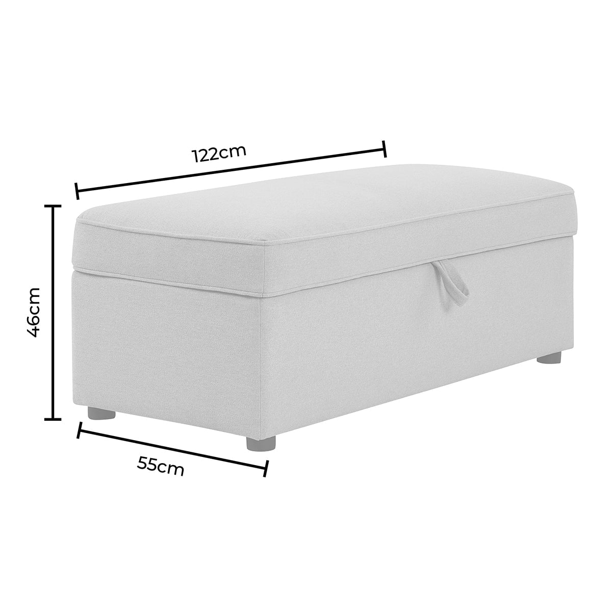 Soho Rectangle Ottoman Storage - Cream Linen/Black