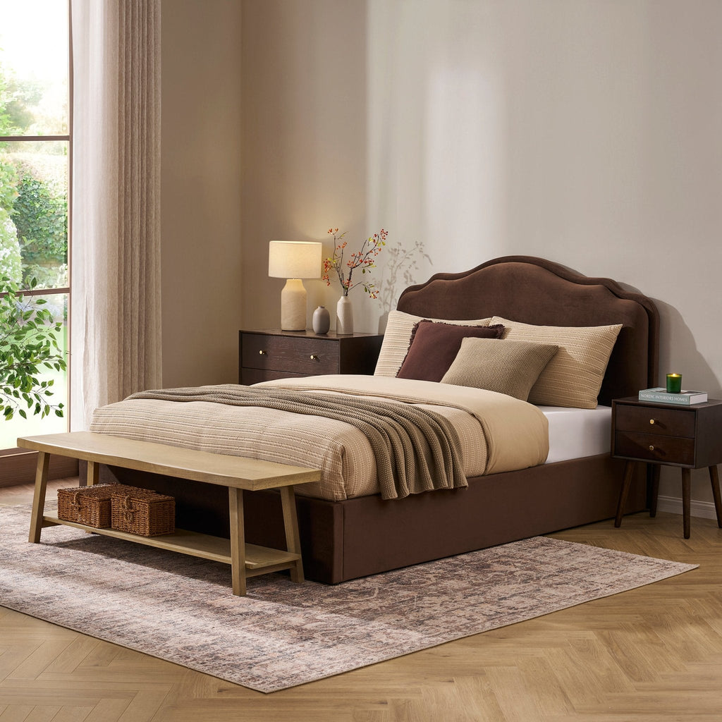 Heidi Oak 2 Drawer Bedside Table - Walnut